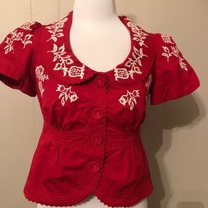 Anthropologie Elevenses Matterhorn Red Jacket